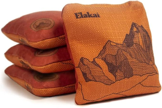 Elakai Cornhole Bags All Weather Dual Sided Slick and Stick Regulation Size and Weight Set of 4