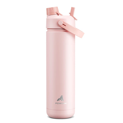 POWCAN 26 oz Insulated Water Bottle with 2-in-1 Straw and Spout Lid, Keep Cold 24H, Leak-Proof