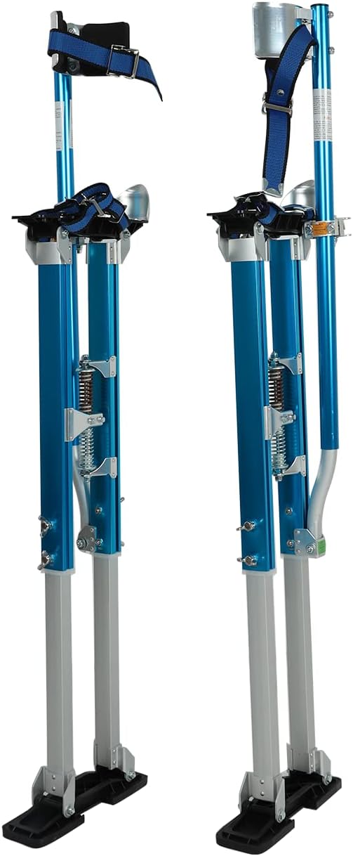 36"-50" Black Drywall Stilts Aluminum Tool Stilt with Protective Knee Pads Portabl Adjustable For Painter Walking Painting