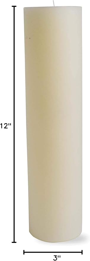 TAG Chapel 3X12 Ivory Pillar Paraffin Wax Candle Unscented Drip-Free Long Burning 175 Hours for Home Decor Wedding Parties Dining Dinner Kitchen Table Tabletop Living Room End Table Decor Decoration