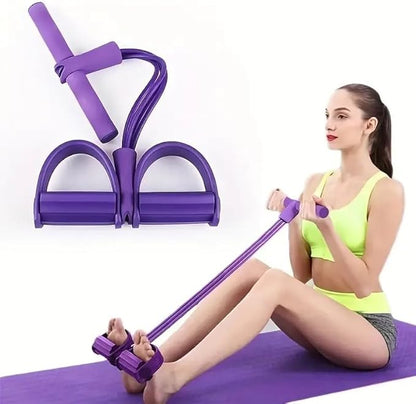 21 Fitness Resistance Bands-4 Tube Pedal Ankle Puller,Pedal Resistance Band with Handle,Resistance Bands,Strength Training, Tummy, Waist, Arm, Leg Slimming, Home Gym Exercise Equipment