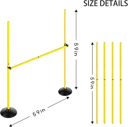 Adjustable Height Agility Hurdle Set Multi-Function Soccer Trainning Pole Set Coaching Sticks with Rubber Base