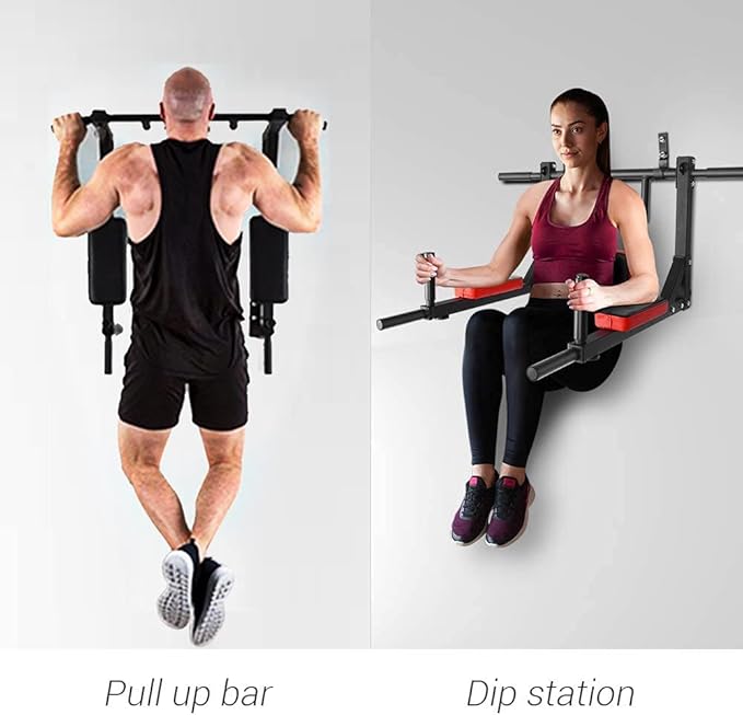 PLKO Wall Mount Pull Up Bar Wall Mounted Body Press Pull Up Bar Gym Chin-Up for Upper Body Workout