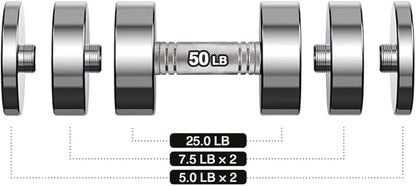 Northdeer Steel Dumbbells Ultracompact & Adjustable Chrome Dumbbell with Foam Handles 5lb 10lb 15lb 20lb 30lb 50lb Home Gym Workout (Choice of Size)