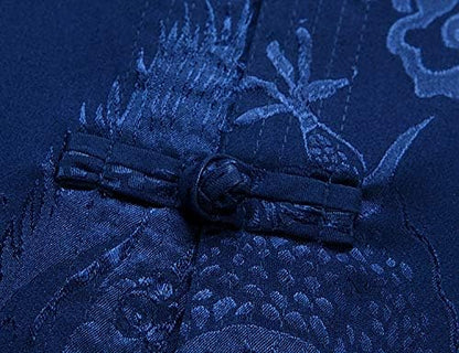 wecotton Tang Suit Men Hanfu Chinese Traditional Clothes Kung Fu Shirt Uniform Long Sleeved Coat Tops and Pants