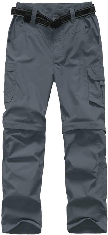 Boy’s Convertible Hiking Pants Lightweight Quick Dry Zip Off Pants for Kids Youth Outdoor UPF 50+ Casual Cargo Trousers