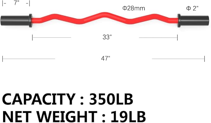 Chong Olympic Barbell 47Inch-4FT-350lb /86Inch-7FT-1500lb EZ Curl Weight Bar, Capacity Chrome Barbells for Gym Home Strength Training,Weightlifting,Power Lifting