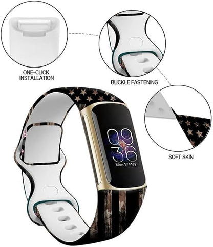 Sport Bands Compatible with Charge 6 /Charge 5 for Women Men,Soft Waterproof Replacement Straps Wristbands for Charge Advanced Fitness Tracker