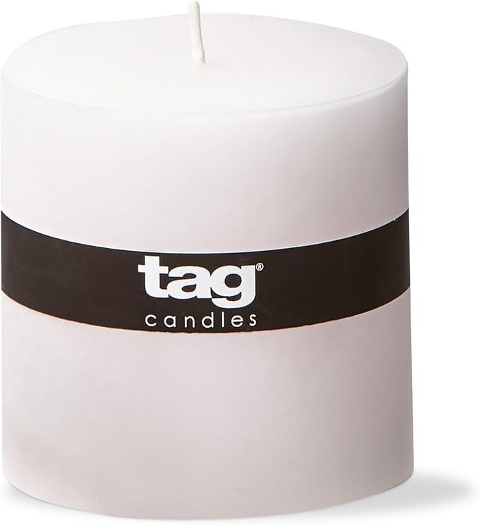tag Chapel 4X4 White Pillar Paraffin Wax Candle Unscented Drip-Free Long Burning 75 Hours For Home Decor Wedding Parties Dining Dinner Kitchen Table Tabletop Living Room End Table Decor Decoration 4x4