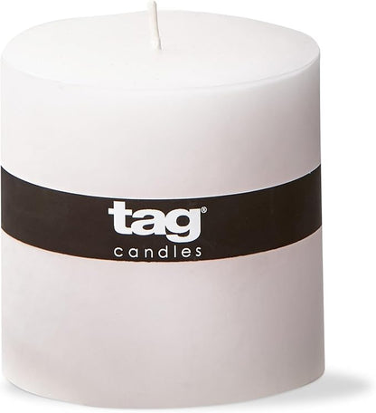 tag Chapel 4X4 White Pillar Paraffin Wax Candle Unscented Drip-Free Long Burning 75 Hours For Home Decor Wedding Parties Dining Dinner Kitchen Table Tabletop Living Room End Table Decor Decoration 4x4