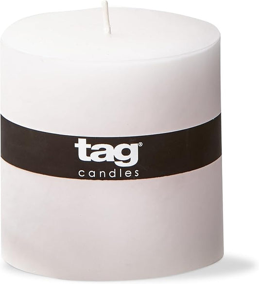 tag Chapel 4X4 White Pillar Paraffin Wax Candle Unscented Drip-Free Long Burning 75 Hours For Home Decor Wedding Parties Dining Dinner Kitchen Table Tabletop Living Room End Table Decor Decoration 4x4