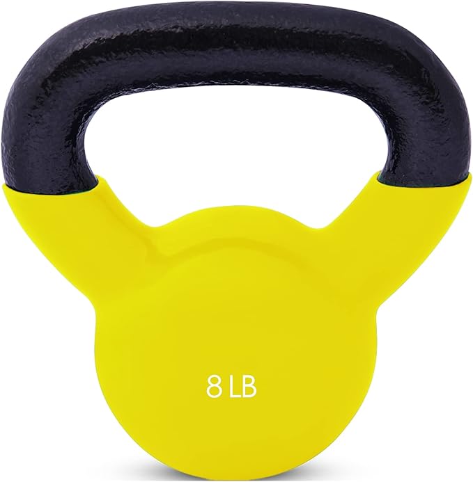 JFIT Kettlebell Weights Vinyl Coated Iron - 12 Size Options, 5lbs-50lbs - Coated for Floor and Equipment Protection, Noise Reduction, Ballistic, Core, Weight Training