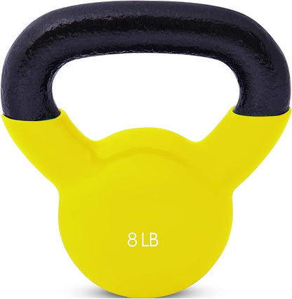 JFIT Kettlebell Weights Vinyl Coated Iron - 12 Size Options, 5lbs-50lbs - Coated for Floor and Equipment Protection, Noise Reduction, Ballistic, Core, Weight Training