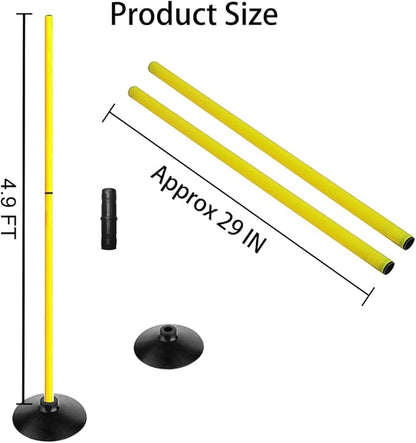 TNZMART 4.9FT Training Agility Poles Set Detachable Soccer Training Sticks Slalom Poles with 10 Disc Cones and Speed Ladder