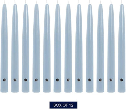 Colonial Candle Unscented Taper Candle, Handipt Collection, Coastal Blue, 10 in, Pack of 12 - Up to 8 Hours Burn