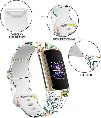 Sport Bands Compatible with Charge 6 /Charge 5 for Women Men,Soft Waterproof Replacement Straps Wristbands for Charge Advanced Fitness Tracker