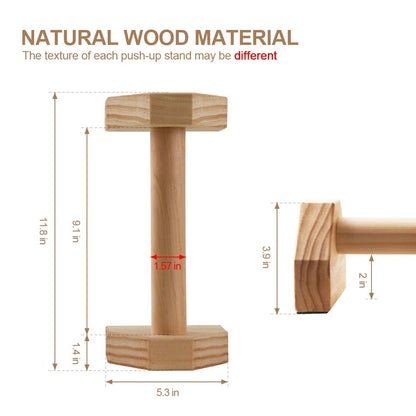Push-up Stand, 2 PCS Wood Pushup Bars Non-Slip Base Exercise Home Workout Equipment, 30CM Wooden