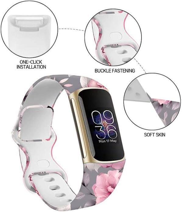 Sport Bands Compatible with Charge 6 /Charge 5 for Women Men,Soft Waterproof Replacement Straps Wristbands for Charge Advanced Fitness Tracker