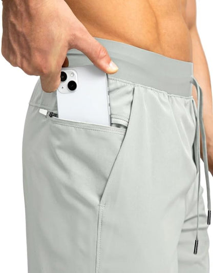 Men's Running Shorts with Zipper Pockets 9 Inch/ 7 Inch / 5 Inch Lightweight Quick Dry Gym Workout Athletic Shorts for Men(7inch)