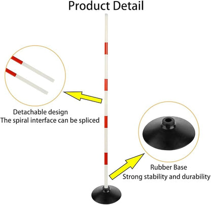Red-White Soccer Agility Pole Set Rubber Base Dribbling Stick Traffic Warning Sign Pole Multifunctional Training Pole