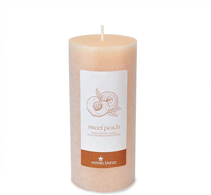 Peach Scented Light Orange Pillar Candles, 3x6 Inch Set of 3, Long Lasting Fall Candles for Home Decor, Thanksgiving Autumn Gifts for Women Men, Halloween, Holiday