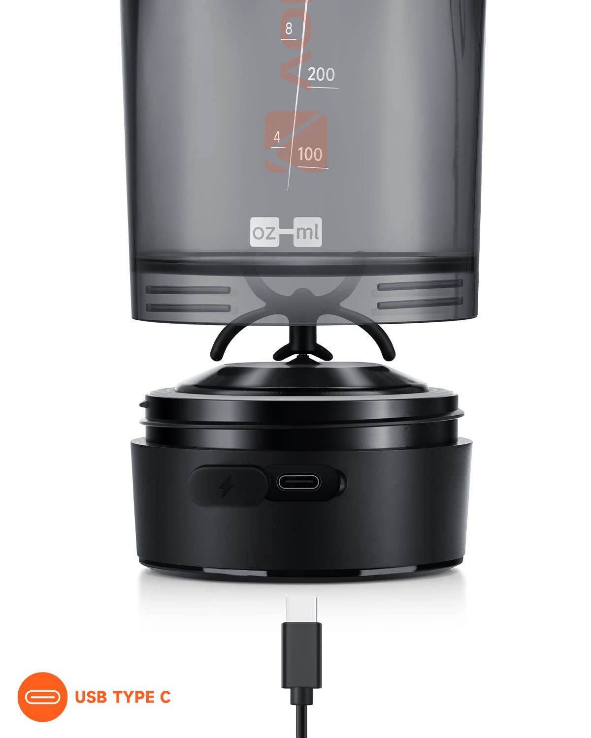 VOLTRX Electric Protein Shaker Bottle - USB Rechargeable Mixer Cup for Shakes and Meal