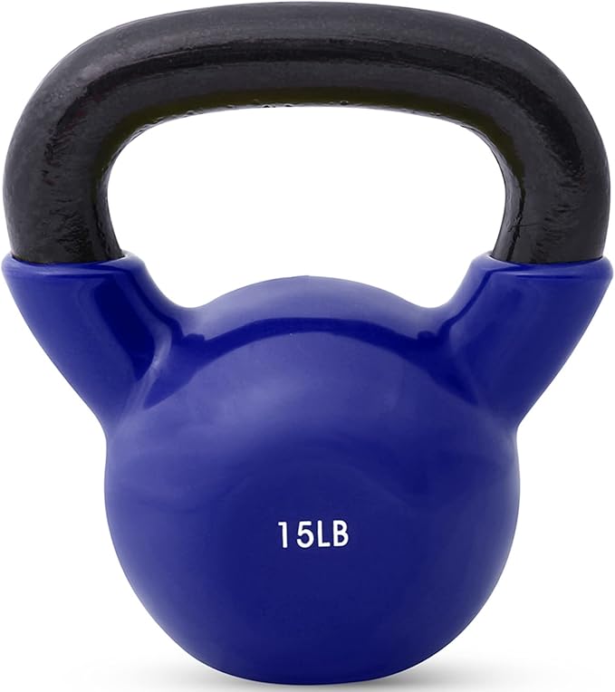 JFIT Kettlebell Weights Vinyl Coated Iron, 15 LB