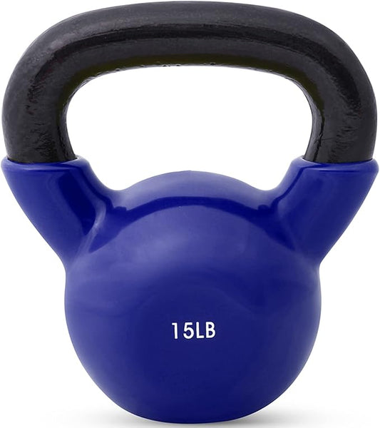 JFIT Kettlebell Weights Vinyl Coated Iron, 15 LB