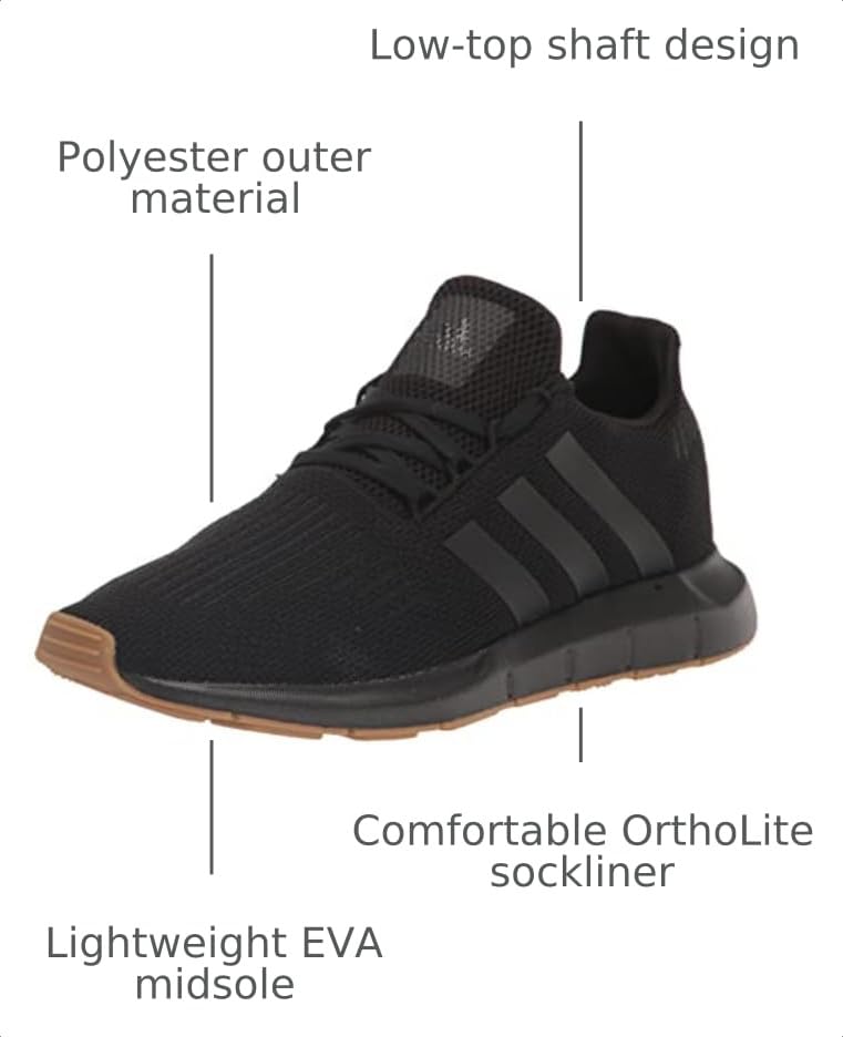 adidas Mens Swift Run Core Black/Core Black/Core Black 10