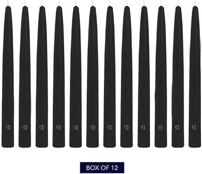 Colonial Candle Unscented Taper Candle, Handipt Collection, Black, 12 in, Pack of 12 - Up to 10 Hours Burn
