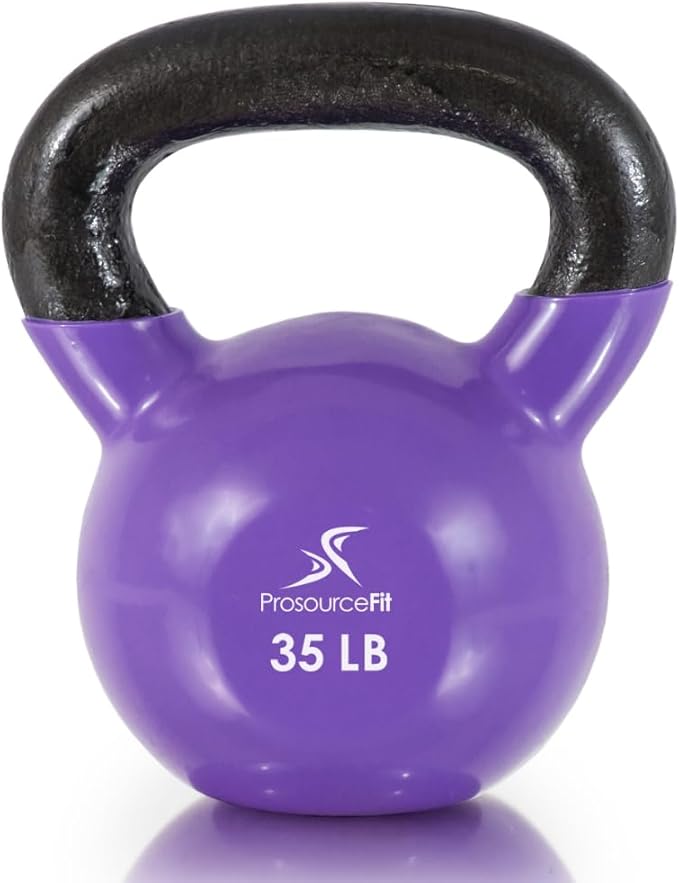 ProsourceFit Vinyl Coated Cast Iron Kettlebells for Full Body Fitness Workouts