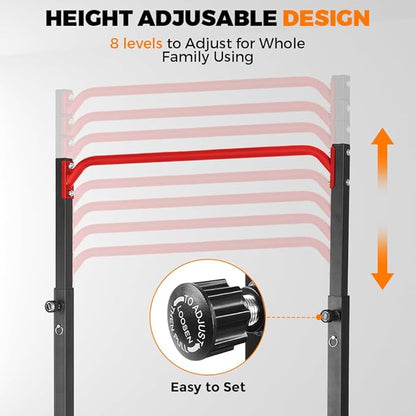 Pull Up Station, Power Tower Adjustable Pullup Bar Free Standing, Heavy Duty Multifunction Strength Training Pull Up Bar, Gym Workout Fitness Equipment Chin up Bar for Home Outdoor, 440LBS Capacity