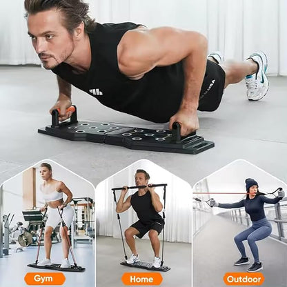 Push Up Board, Portable 25-In-1 Push up Board for Men, | Pilates Bar & Fitness Accessories with Resistance Bands & Ab Roller Wheel, Professional Strength Training Equipment For Man and Women