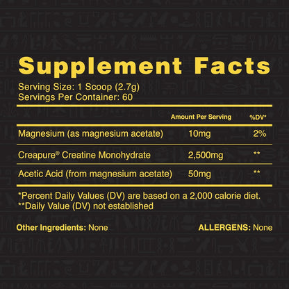 Ambrosia Atlas Creatine Monohydrate Powder | Creapure + Acetic Acid for Enhanced Absorption | Strength, Endurance & Recovery Support | Unflavored | 60 Servings