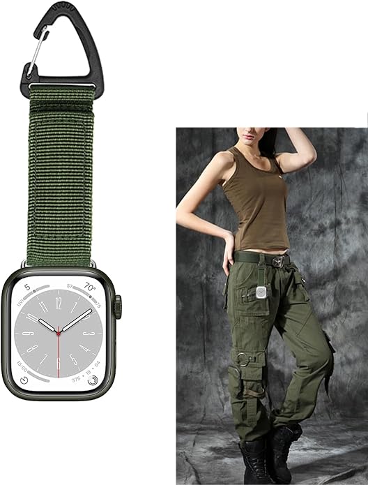 Tactical Duty Belt Keychain Compatible with Apple Watch 38mm 40mm 41mm 42mm 44mm 45mm 46mm 49mm, Watch Fob Military Braided Strap for iWatch Series 10 9 8 7 6 5 4 3 2 1, Ultra 2/Ultra/SE