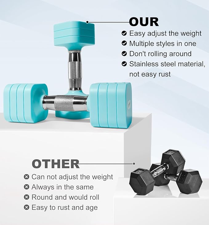 15LB 20LB 40LB 50LB Adjustable Dumbbell Set Free Weights Dumbbells Set for Women Men Hand Weights Sets Adjust Dumbbell Weight Sets for Home Gym Exercise Workout Strength Training Equipments