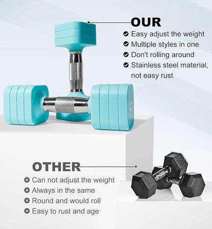 15LB 20LB 40LB 50LB Adjustable Dumbbell Set Free Weights Dumbbells Set for Women Men Hand Weights Sets Adjust Dumbbell Weight Sets for Home Gym Exercise Workout Strength Training Equipments