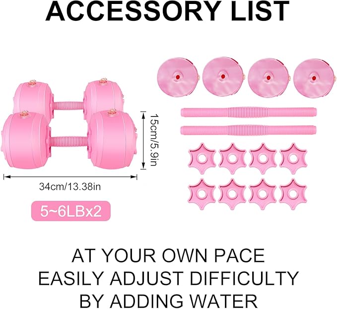 Water Filled Dumbbells Set - Water Filled Weights - Portable Travel Weights - Weights Adjustable Dumbbells - Portable Fitness Equipment - Strength Training - Fitness and Shaping