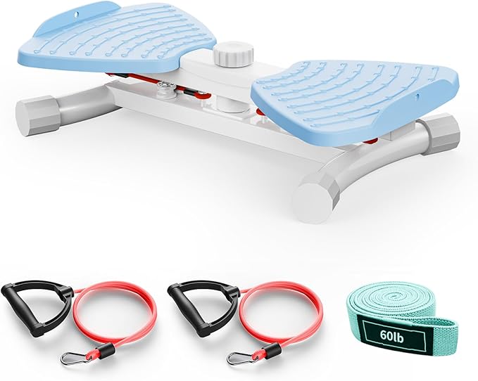 Waist Twister Ab Machine, 300 lbs Capacity Exercise Twist Board with Resistance Bands, Core Trainer Belly Fat Burner, Noiseless Waist Sculptor with Foot Massage