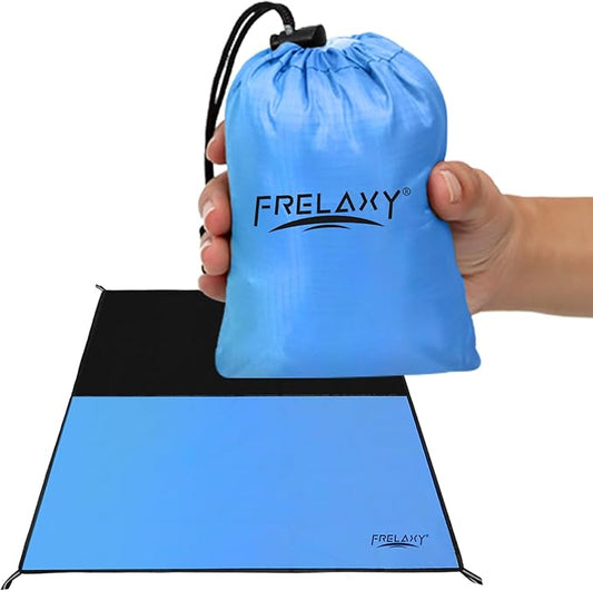 Frelaxy Pocket Picnic Blanket, Waterproof Sandproof Beach Mat, Compact Camping Tarp for Festivals