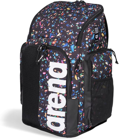 ARENA Spiky III Backpack 45 Swimming Athlete Sports Gym Rucksack Large Training Gear Equipment Swim Bag for Men and Women, 45 Liters, Confetti Black