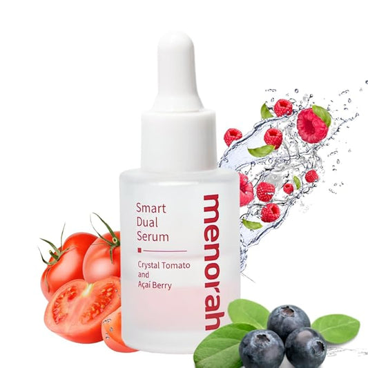 menorah skincare - Smart Dual Serum - with Crystal Tomato and Acai Berry, Anti-Aging Face Serum