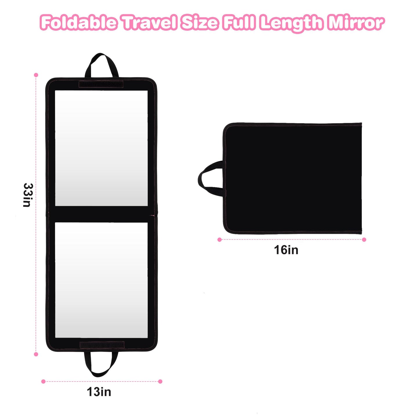 LPHUMEX Foldable Portable Full Length Mirror for Camping, Travel, Dancers, 32x13 Inch, Black