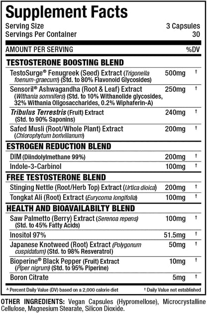 ALLMAX Nutrition TESTOFX Xtreme Testosterone Booster for Men, Tribulus Terrestris, Ashwagandha, Tongkat Ali, Supports Muscle Strength, Energy, Estrogen Control - 90 Capsules (30-Day Supply)