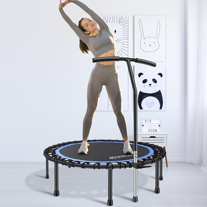 Newan 40"-48" Silent Mini Trampoline Fitness Trampoline Bungee Rebounder Jumping Cardio Trainer Workout for Adults-Max Limit 330lbs