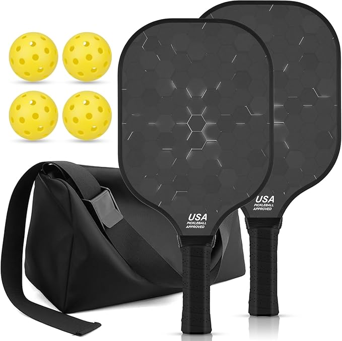 99.9% T300 Carbon Fiber Lightweight Pickleball Paddles Set of 2 Indoor Outdoor Games Equipment Beginner Intermediate Pro Sports Accessories Gifts