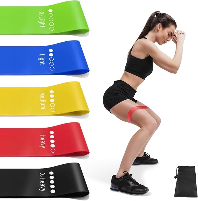 Resistance Bands for Working Out, Exercise Bands Resistance Bands Set with 5 Resistance Levels, Multi-Colored Workout Bands for Indoor & Outdoor Fitness, Leg Strength Training, Yoga