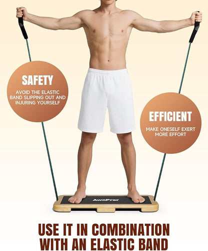 Resistance Band Foot Plate,Wood Non-Slip Exercise Platform Fitness Board for Elastic Band Stretch Bands Pull Up Bands Working Out