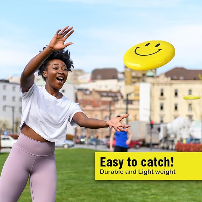 Smiley Flying Disc, 10.8”, Fun Outdoor Sport, Waterproof Beach Games, Ultimate Flying Disc, Safe Flyer Toy, Flying Disc for Kids & Adults, 175g