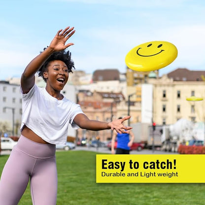 Smiley Flying Disc, 10.8”, Fun Outdoor Sport, Waterproof Beach Games, Ultimate Flying Disc, Safe Flyer Toy, Flying Disc for Kids & Adults, 175g